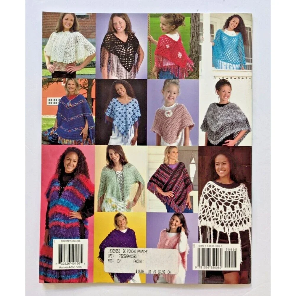Annie's Attic PONCHO PANACHE! Woman's 16 Designer Styles Crochet Patterns 874532
